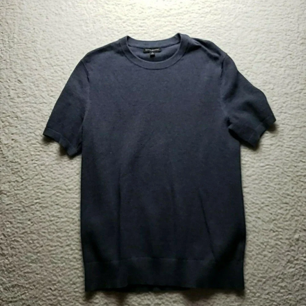 Banana Republic Sweater Mens Medium Blue Short Sleeve Crewneck Knit Pullover